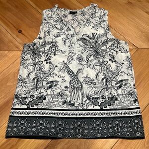 Talbots Black and White Safari Print Tank Top size M